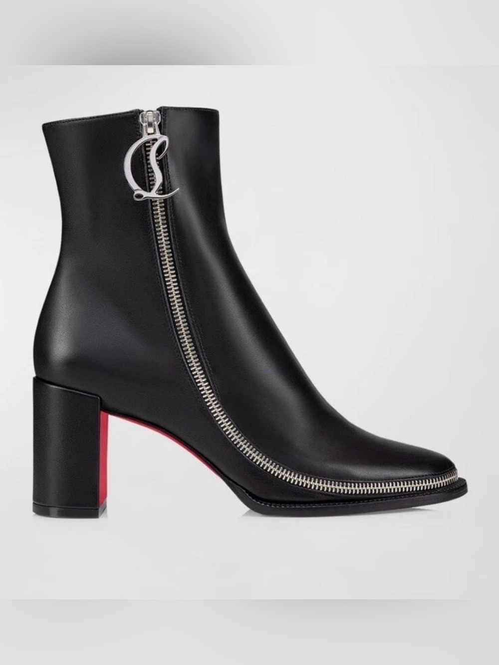 Christian Louboutin  Black Leather Ankle Boots with side Zipper size 7.5 - Picture 5 of 10